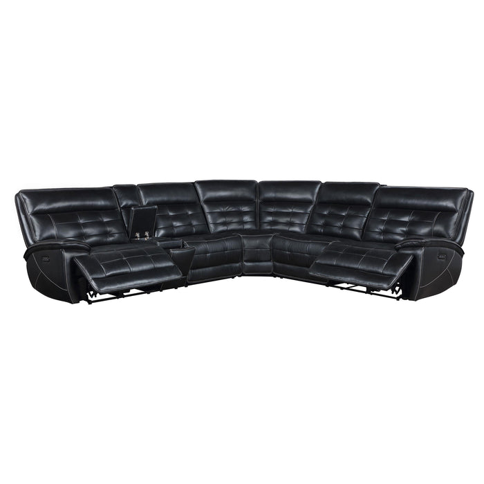 Hewitt Leather Upholstered Power Reclining Sectional Black - Imperial Furniture (Las Vegas, NV) - Multi Location
