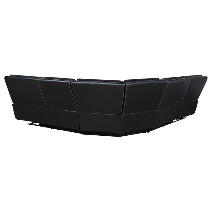 Hewitt Leather Upholstered Power Reclining Sectional Black - Imperial Furniture (Las Vegas, NV) - Multi Location