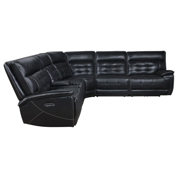 Hewitt Leather Upholstered Power Reclining Sectional Black - Imperial Furniture (Las Vegas, NV) - Multi Location