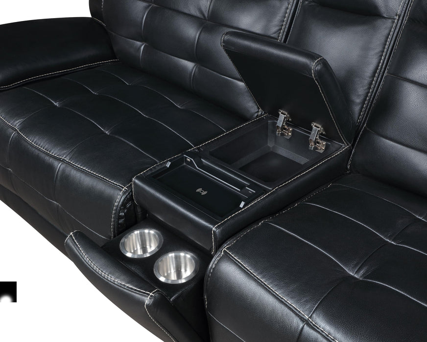 Hewitt Leather Upholstered Power Reclining Sectional Black - Imperial Furniture (Las Vegas, NV) - Multi Location