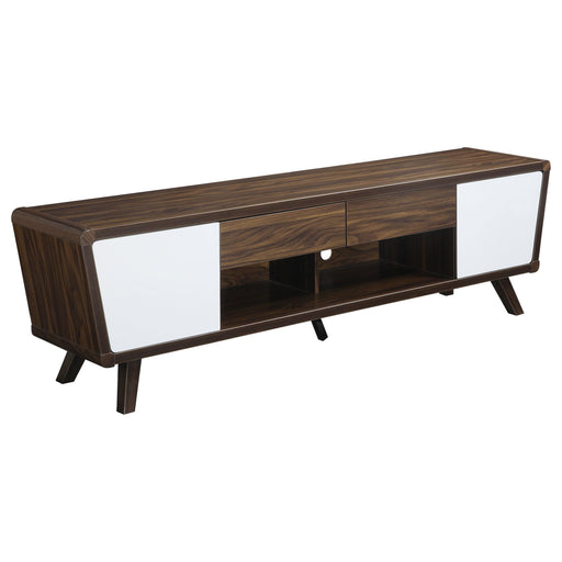 Alvin 2-drawer TV Console Dark Walnut and Glossy White - Imperial Furniture (Las Vegas, NV) - Multi Location