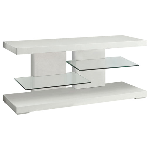 Cogswell 2-shelf TV Console Glossy White - Imperial Furniture (Las Vegas, NV) - Multi Location