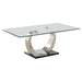 Pruitt Glass Top Coffee Table Clear and Satin - Imperial Furniture (Las Vegas, NV) - Multi Location