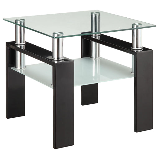 Dyer Tempered Glass End Table with Shelf Black - Imperial Furniture (Las Vegas, NV) - Multi Location