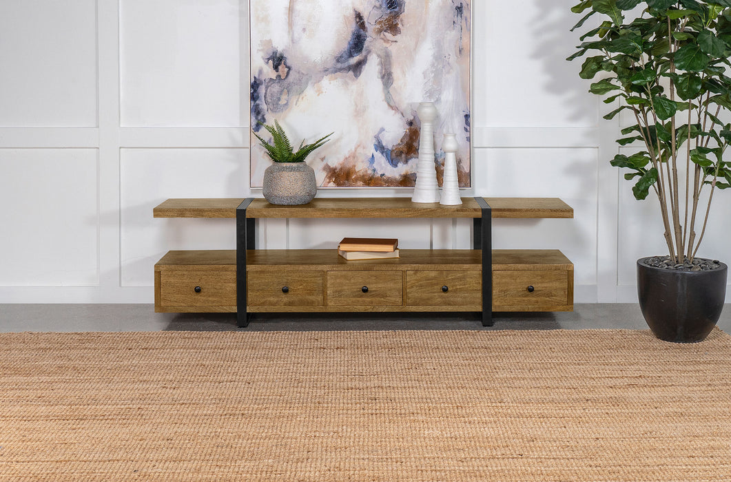Otto 4-drawer Solid Wood 70" TV Stand Brown and Gunmetal - Imperial Furniture (Las Vegas, NV) - Multi Location