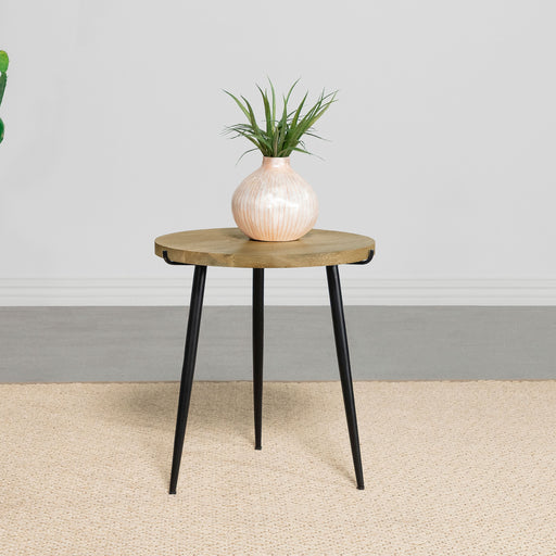 Pilar Round Solid Wood Top End Table Natural and Black - Imperial Furniture (Las Vegas, NV) - Multi Location