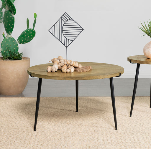 Pilar Round Solid Wood Top Coffee Table Natural and Black - Imperial Furniture (Las Vegas, NV) - Multi Location