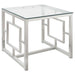 Merced Square Tempered Glass Top End Table Nickel - Imperial Furniture (Las Vegas, NV) - Multi Location
