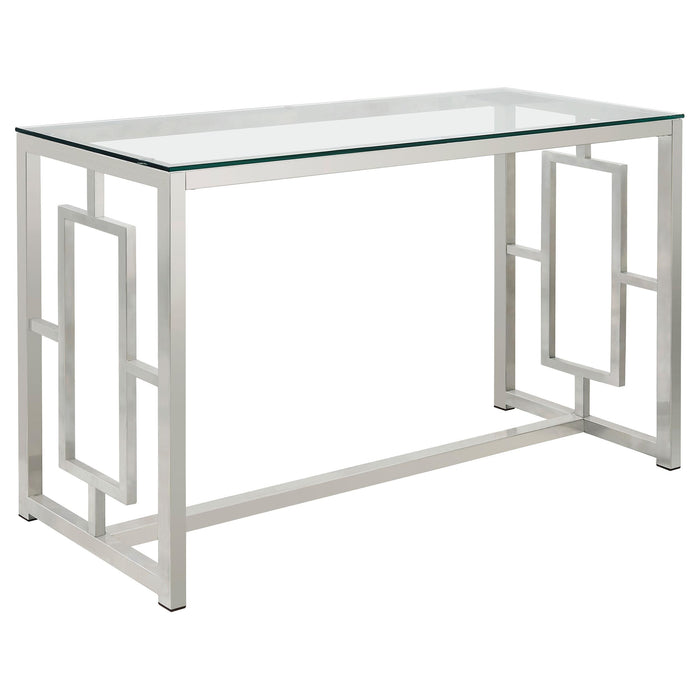 Merced Rectangle Glass Top Sofa Table Nickel - Imperial Furniture (Las Vegas, NV) - Multi Location