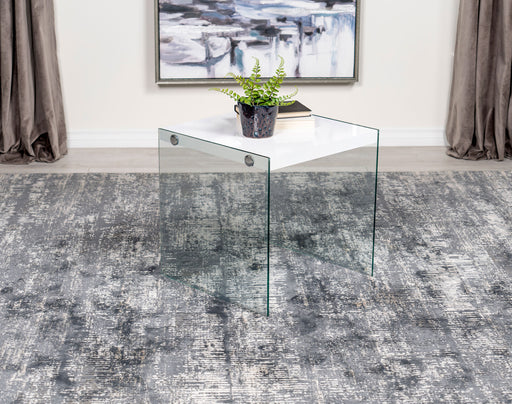 Opal Square End Table With Clear Glass Legs White High Gloss - Imperial Furniture (Las Vegas, NV) - Multi Location