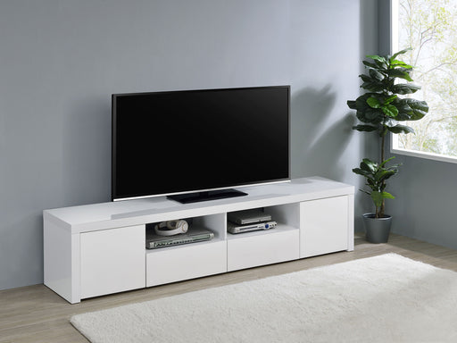 Jude 2-door 79" TV Stand With Drawers White High Gloss - Imperial Furniture (Las Vegas, NV) - Multi Location