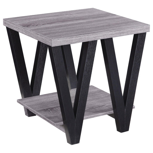 Stevens V-shaped End Table Black and Antique Grey - Imperial Furniture (Las Vegas, NV) - Multi Location