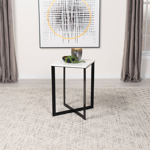 Tobin Square Marble Top End Table White and Black - Imperial Furniture (Las Vegas, NV) - Multi Location