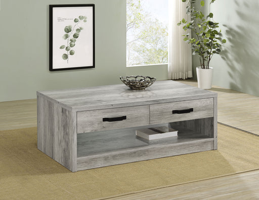 Felix 2-drawer Rectangular Engineered Wood Coffee Table Grey Driftwood - Imperial Furniture (Las Vegas, NV) - Multi Location
