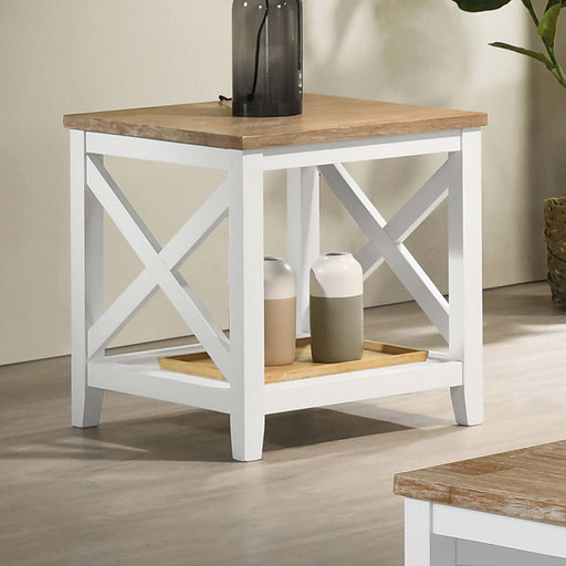 Maisy Square Wooden End Table With Shelf Brown and White - Imperial Furniture (Las Vegas, NV) - Multi Location