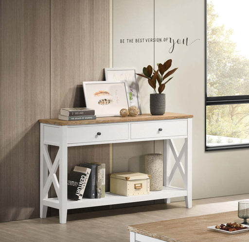 Maisy Rectangular Wooden Sofa Table With Shelf Brown and White - Imperial Furniture (Las Vegas, NV) - Multi Location
