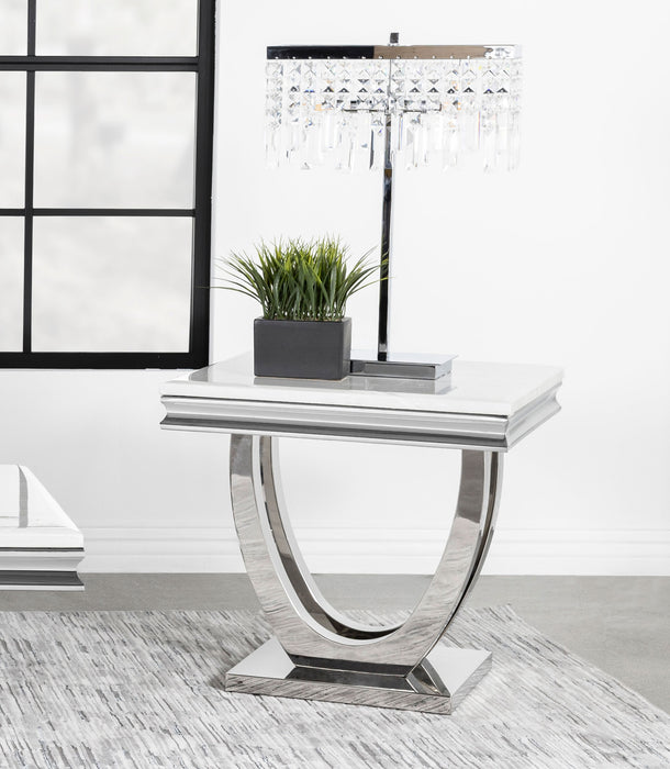 Kerwin U-base Square End Table White and Chrome - Imperial Furniture (Las Vegas, NV) - Multi Location
