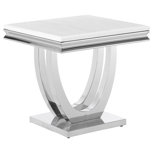 Kerwin U-base Square End Table White and Chrome - Imperial Furniture (Las Vegas, NV) - Multi Location