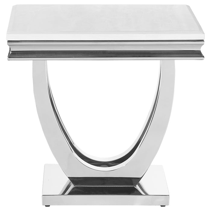Kerwin U-base Square End Table White and Chrome - Imperial Furniture (Las Vegas, NV) - Multi Location
