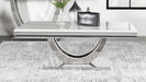 Kerwin U-base Rectangle Coffee Table White and Chrome - Imperial Furniture (Las Vegas, NV) - Multi Location