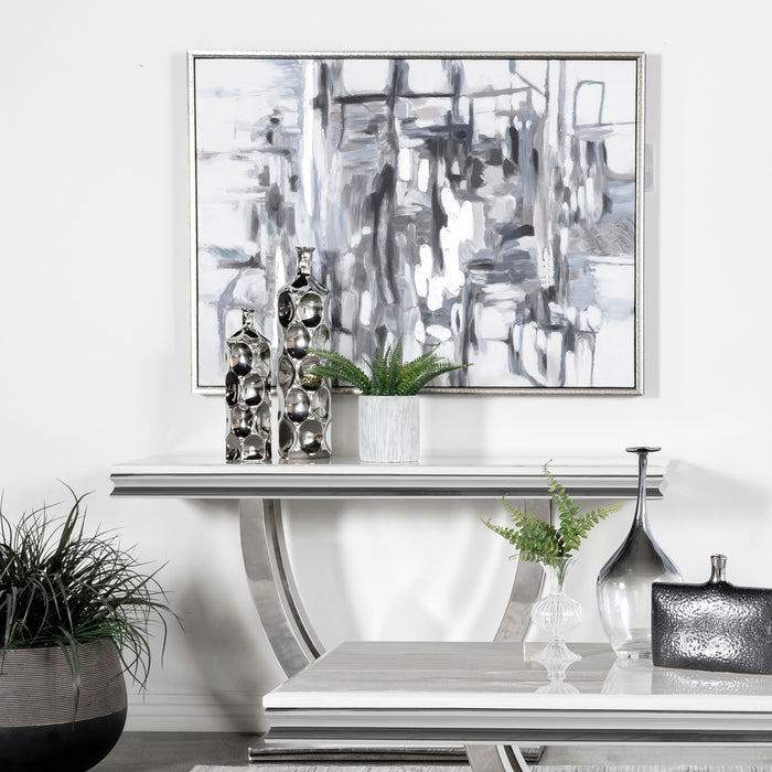 Kerwin U-base Rectangle Sofa Table White and Chrome - Imperial Furniture (Las Vegas, NV) - Multi Location