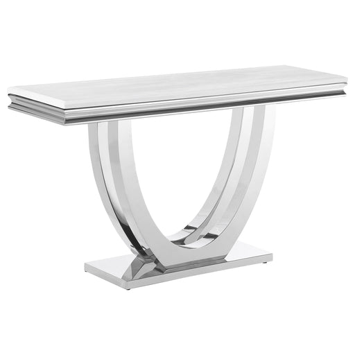 Kerwin U-base Rectangle Sofa Table White and Chrome - Imperial Furniture (Las Vegas, NV) - Multi Location