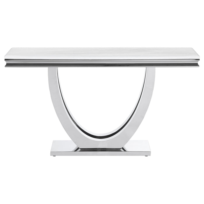 Kerwin U-base Rectangle Sofa Table White and Chrome - Imperial Furniture (Las Vegas, NV) - Multi Location