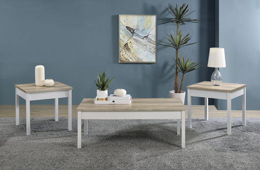 Stacie 3-piece Composite Wood Coffee Table Set Antique Pine and White - Imperial Furniture (Las Vegas, NV) - Multi Location