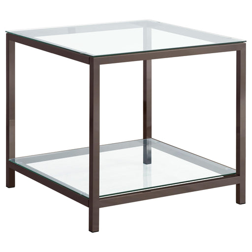 Trini End Table with Glass Shelf Black Nickel - Imperial Furniture (Las Vegas, NV) - Multi Location