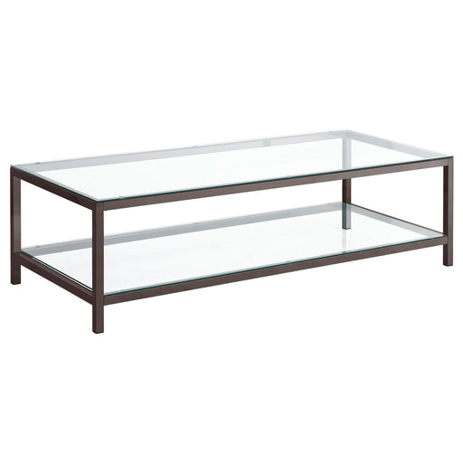 Trini Coffee Table with Glass Shelf Black Nickel - Imperial Furniture (Las Vegas, NV) - Multi Location