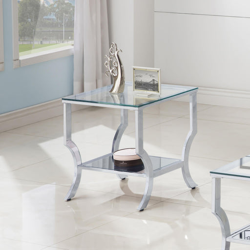 Saide Square End Table with Mirrored Shelf Chrome - Imperial Furniture (Las Vegas, NV) - Multi Location