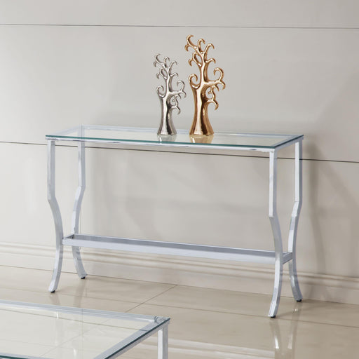 Saide Rectangular Sofa Table with Mirrored Shelf Chrome - Imperial Furniture (Las Vegas, NV) - Multi Location