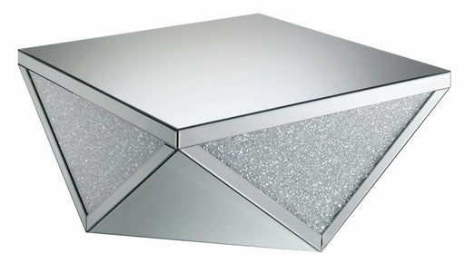 Amore Square Coffee Table with Triangle Detailing Silver and Clear Mirror - Imperial Furniture (Las Vegas, NV) - Multi Location