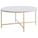 Ellison Round X-cross Coffee Table White and Gold - Imperial Furniture (Las Vegas, NV) - Multi Location