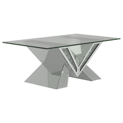 Taffeta V-shaped Coffee Table with Glass Top Silver - Imperial Furniture (Las Vegas, NV) - Multi Location