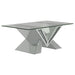 Taffeta V-shaped Coffee Table with Glass Top Silver - Imperial Furniture (Las Vegas, NV) - Multi Location