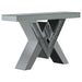 Taffeta V-shaped Sofa Table with Glass Top Silver - Imperial Furniture (Las Vegas, NV) - Multi Location