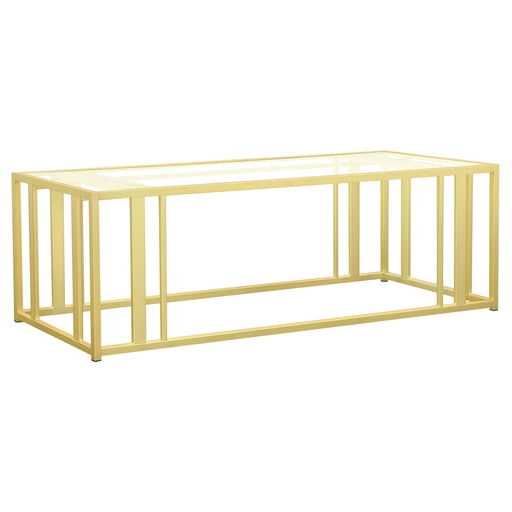 Adri Metal Frame Coffee Table Matte Brass - Imperial Furniture (Las Vegas, NV) - Multi Location