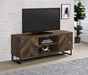 Myles 2-door TV Console with Adjustable Shelves Rustic Oak Herringbone - Imperial Furniture (Las Vegas, NV) - Multi Location