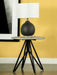 Hadi Round End Table with Hairpin Legs Cement and Gunmetal - Imperial Furniture (Las Vegas, NV) - Multi Location