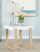 Pala Rectangular End Table with Sled Base White High Gloss and Natural - Imperial Furniture (Las Vegas, NV) - Multi Location