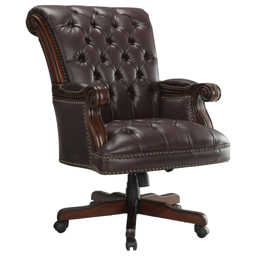 Calloway Tufted Adjustable Height Office Chair Dark Brown - Imperial Furniture (Las Vegas, NV) - Multi Location
