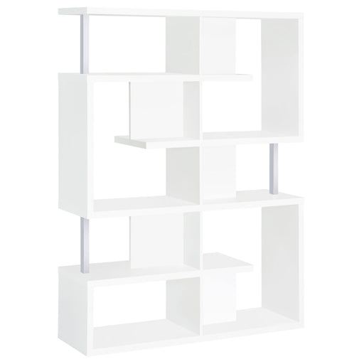 Hoover 5-tier Bookcase White and Chrome - Imperial Furniture (Las Vegas, NV) - Multi Location