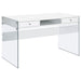 Dobrev 2-drawer Writing Desk Glossy White and Clear - Imperial Furniture (Las Vegas, NV) - Multi Location