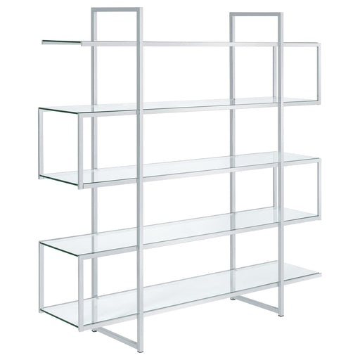 Elmer 5-shelf Bookcase Chrome and Clear - Imperial Furniture (Las Vegas, NV) - Multi Location
