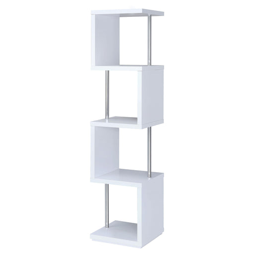 Baxter 4-shelf Bookcase White and Chrome - Imperial Furniture (Las Vegas, NV) - Multi Location