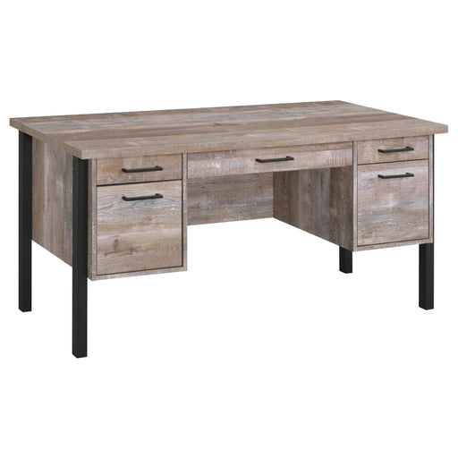 Samson 4-drawer Office Desk Weathered Oak - Imperial Furniture (Las Vegas, NV) - Multi Location