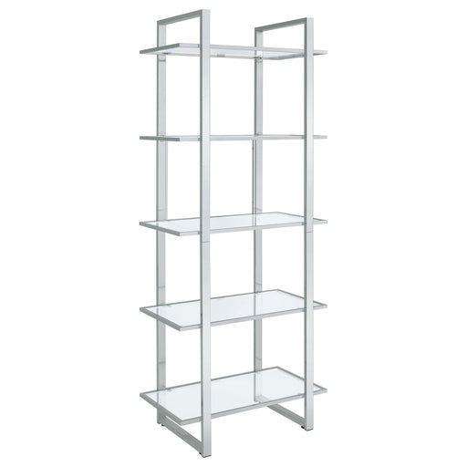 Hartford Glass Shelf Bookcase Chrome - Imperial Furniture (Las Vegas, NV) - Multi Location