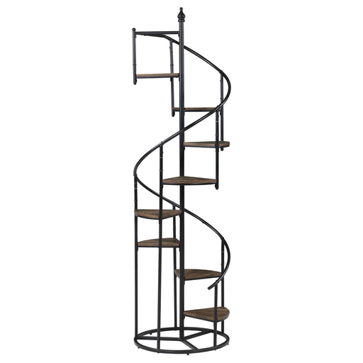 Roseglen 8-shelf Staircase Bookcase Rustic Brown and Black - Imperial Furniture (Las Vegas, NV) - Multi Location
