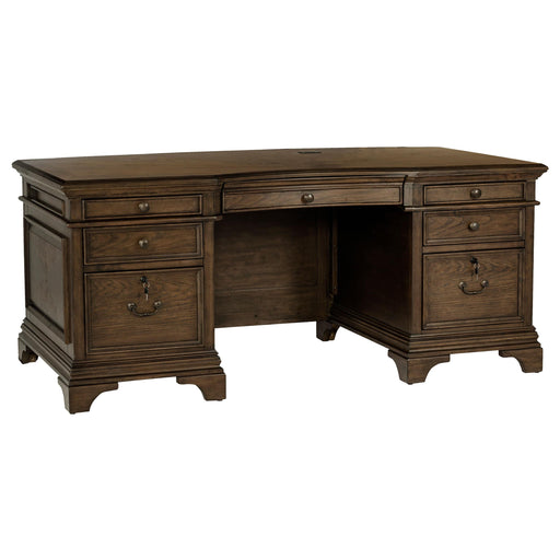 Hartshill Executive Desk with File Cabinets Burnished Oak - Imperial Furniture (Las Vegas, NV) - Multi Location